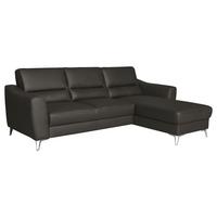 Ecksofa Santos Dunkelbraun S: 241 cm - Chromfarben/Dunkelbraun, Design, Leder/Textil (241/168cm) - Livetastic