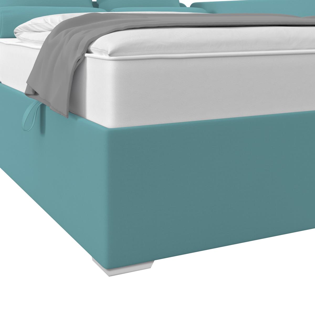 Polsterbett Remi - Türkis/Chromfarben, MODERN, Holz/Textil (120/200cm)