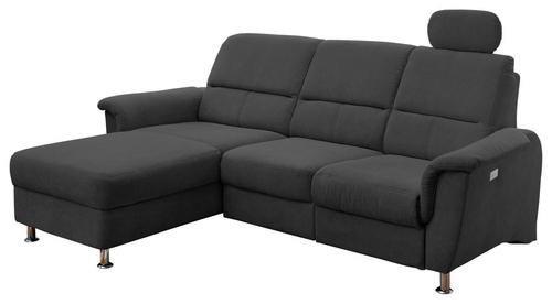 Ecksofa mit Relaxfunktion + USB Anschluss Parole, Mikrof. - Chromfarben/Schwarz, MODERN, Textil (165/231cm) - Livetastic
