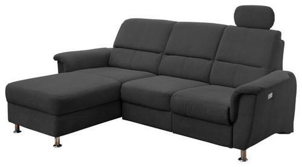 Ecksofa mit Relaxfunktion + USB Anschluss Parole, Mikrof. - Chromfarben/Schwarz, MODERN, Textil (165/231cm) - Livetastic