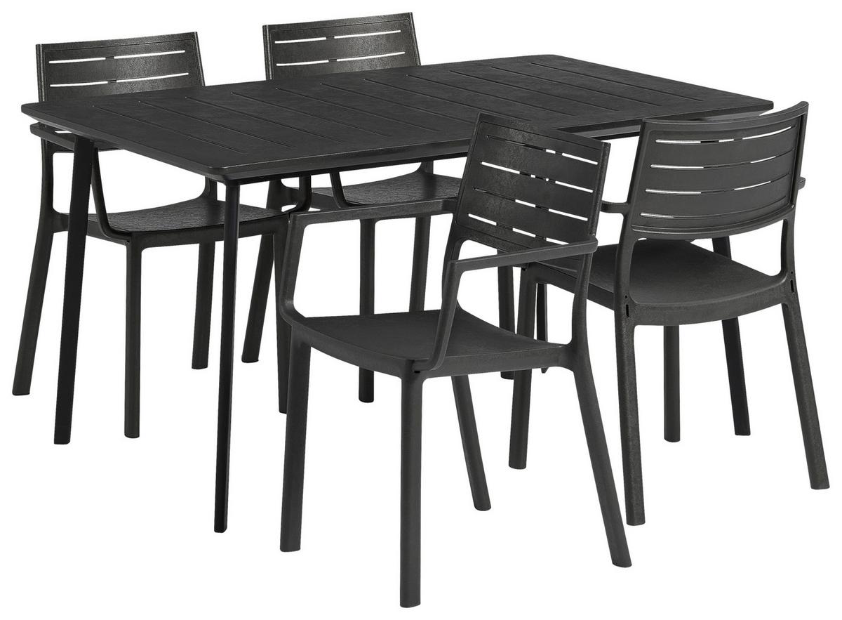 Gartentisch Metalea Table Metall L: 146 cm - Schwarz, Basics, Kunststoff/Metall (146/75/87cm) - Keter