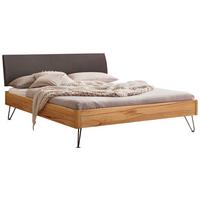 Bett Lugano, Buchefarben 140x200 Cm - Dunkelgrau/Anthrazit, MODERN, Holz/Textil (140/200cm) - Hasena