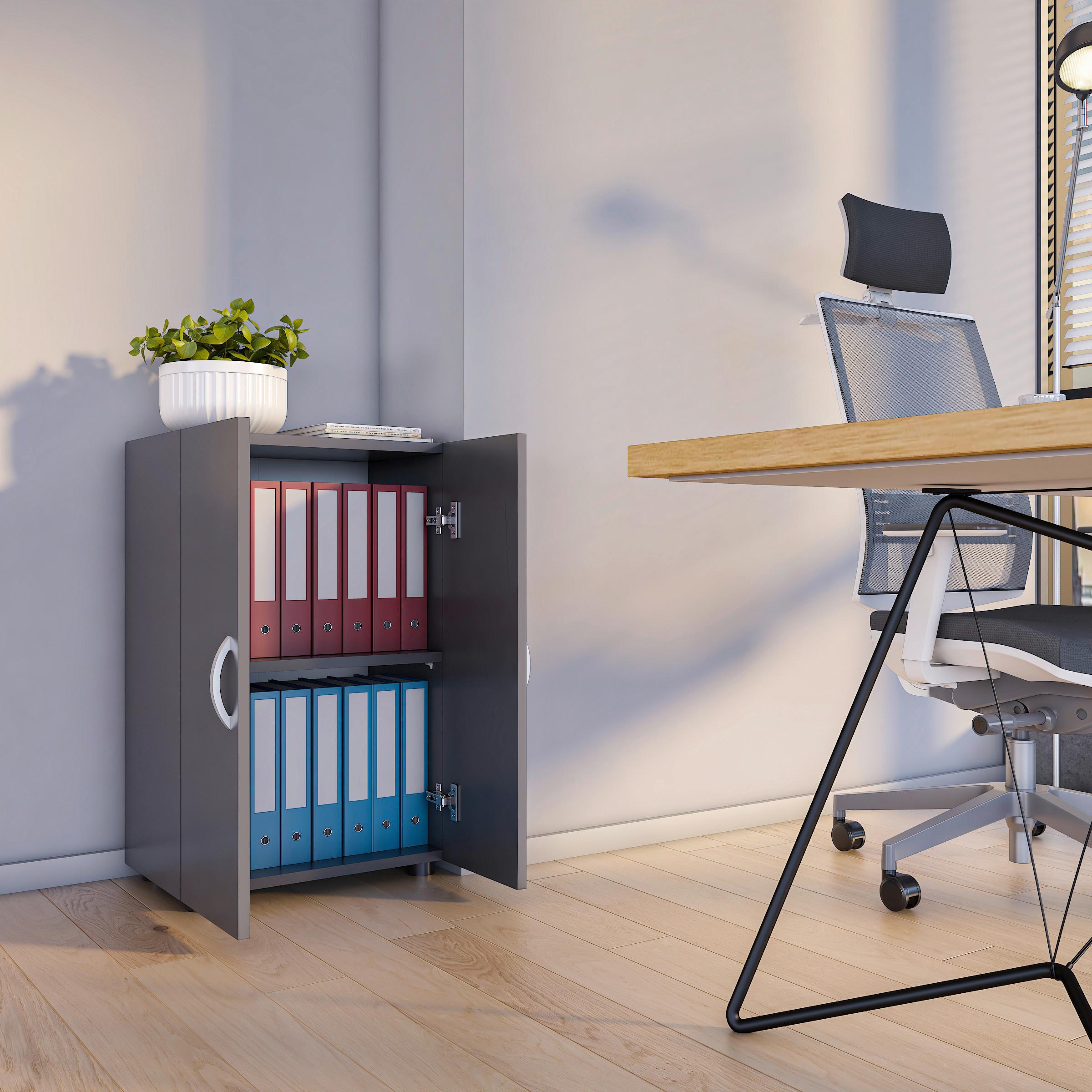 Aktenschrank Ulas 2 Anthrazit B: 49 cm - Anthrazit, MODERN, Holzwerkstoff (49/74/34cm) - MID.YOU