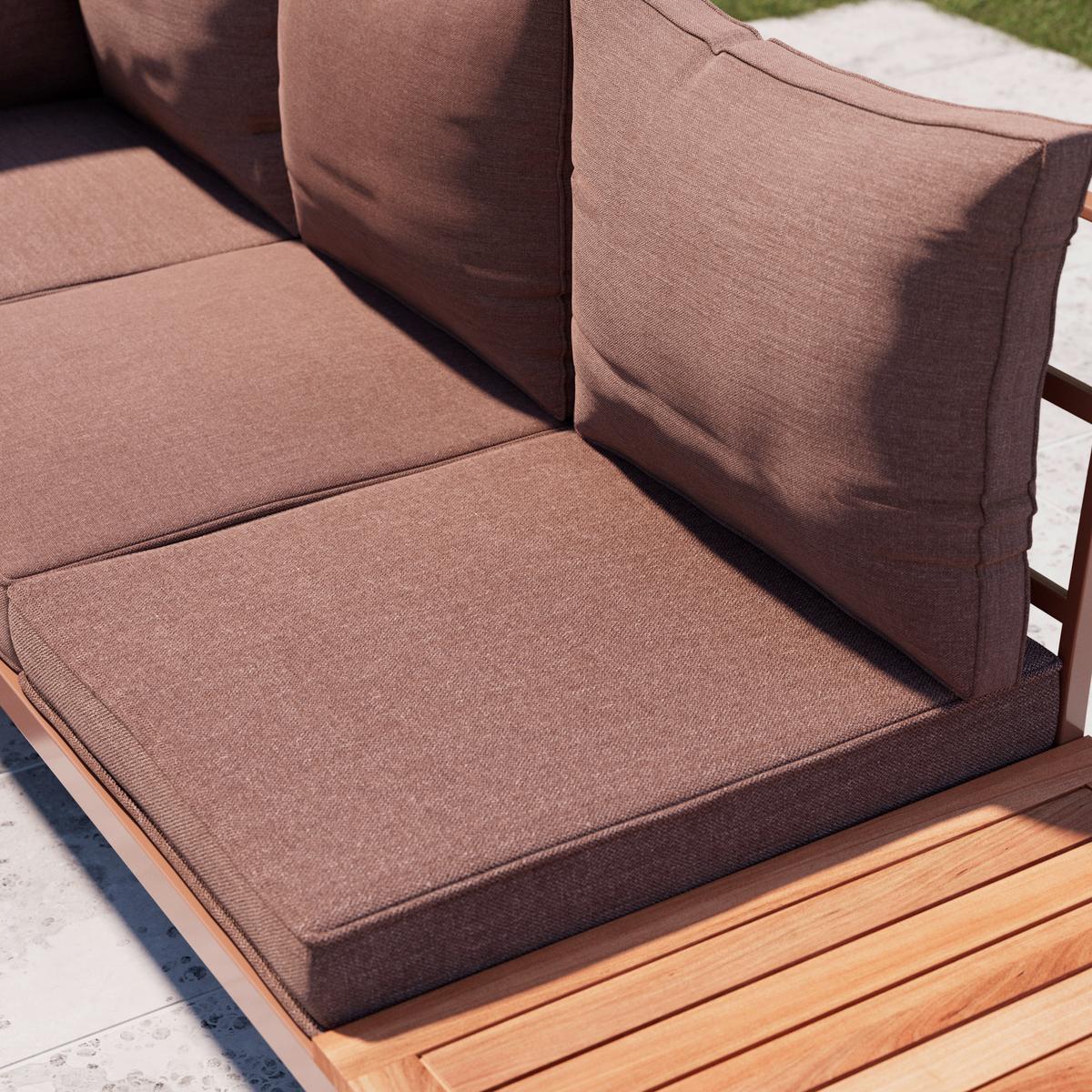 TERASOVÁ SEDACÍ SOUPRAVA LIA - hnědá/barvy akácie, Moderní, kov/dřevo (138/77/207cm) - Mömax