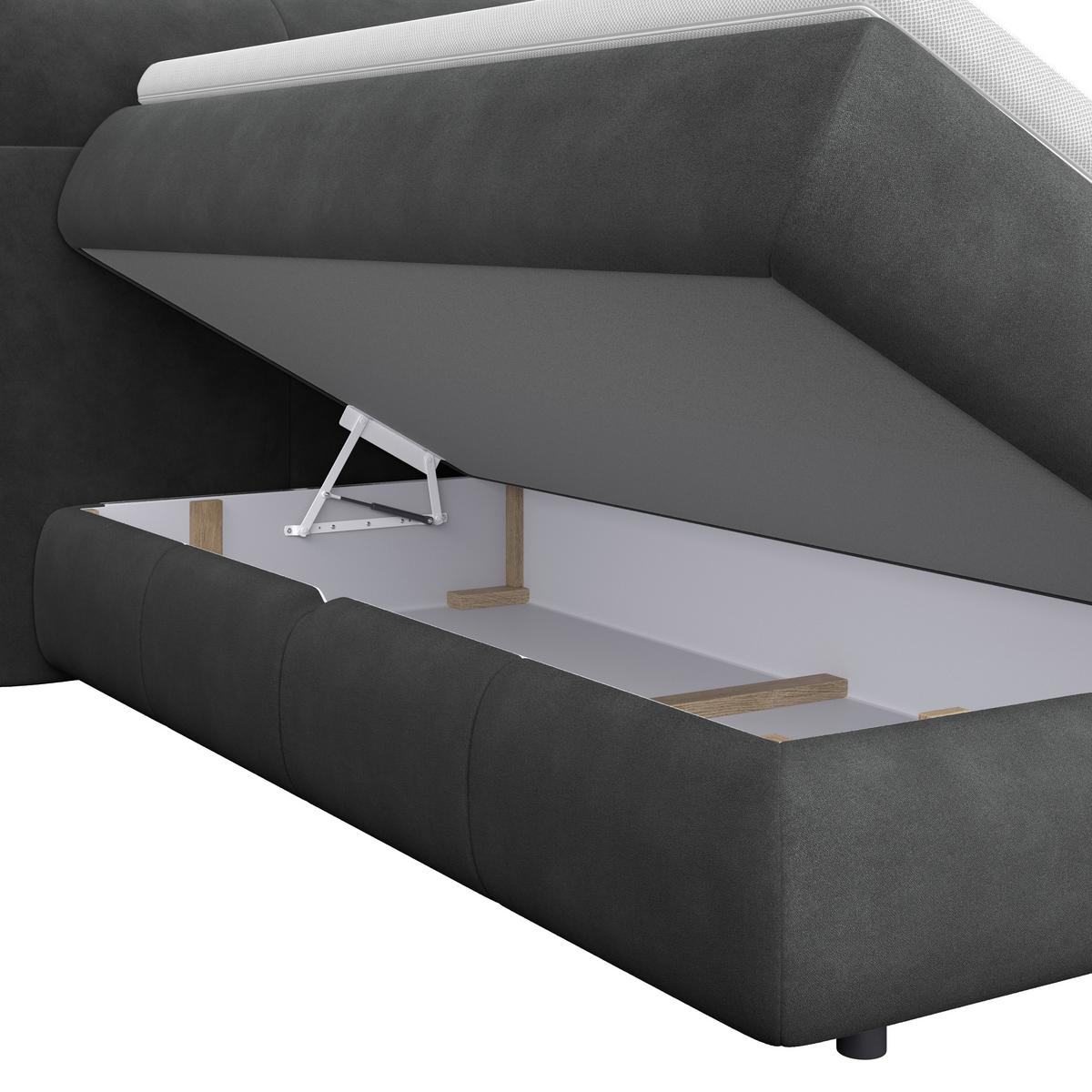Boxspringbett Carmelo Schwarz 180x200 cm - Schwarz, Trend, Textil (180/200cm)