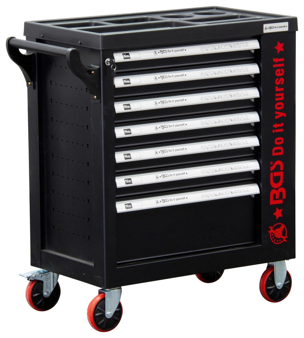 Werkstattwagen Leer Schwarz/Rot - Rot/Schwarz, Basics (79,51/96,97/45,5cm)