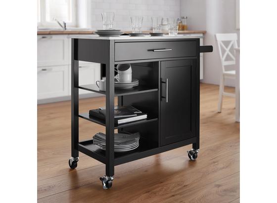 Servírovací Vozík Damien - čierna/farby ušľachtilej ocele, Moderný, kov/drevo (91,5/88/45cm) - Modern Living Servírovací Vozík Damien - čierna/farby ušľachtilej ocele, Moderný, kov/drevo (91,5/88/45cm) - Modern Living