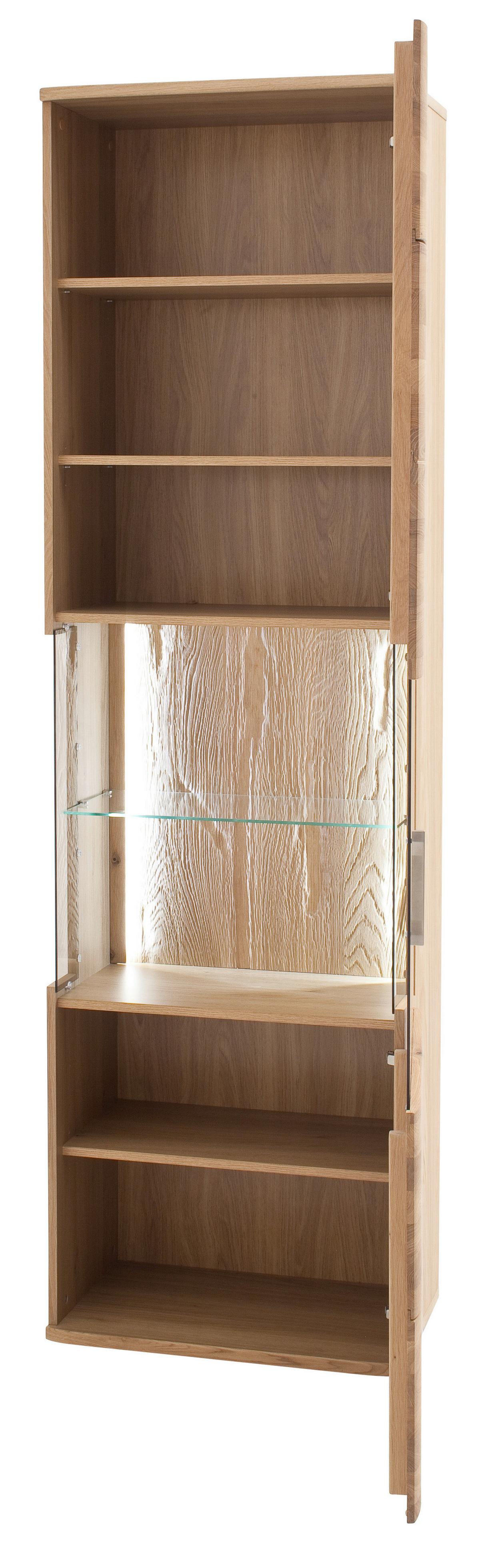 Vitrine Santori B: 60 cm teilmassiv Eichefarben - Eichefarben/Schwarz, Design, Glas/Holz (60/208/37cm) - Livetastic