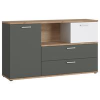 Komoda TWENTY dekor bílá/grafit/dub - bílá/barvy dubu, Moderní, kompozitní dřevo/plast (150/86/40cm) - Modern Living