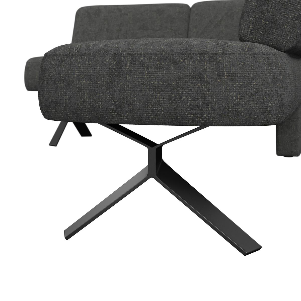 Eckbank schwarz/Metallbeine Ulmo,S: 176x248cm - Schwarz, MODERN, Textil/Metall (176/248cm)