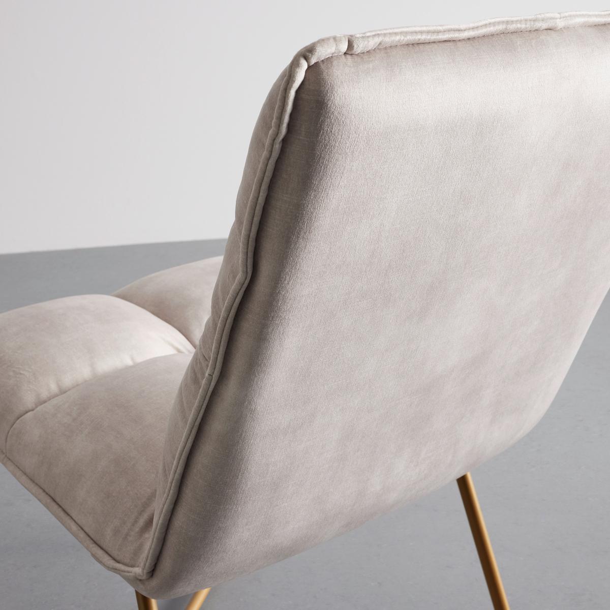 Stolička zo zamatu Fonia - béžová - zlatá/béžová, Modern, kov/drevo (49/85,5/57,5cm) - Bessagi Home