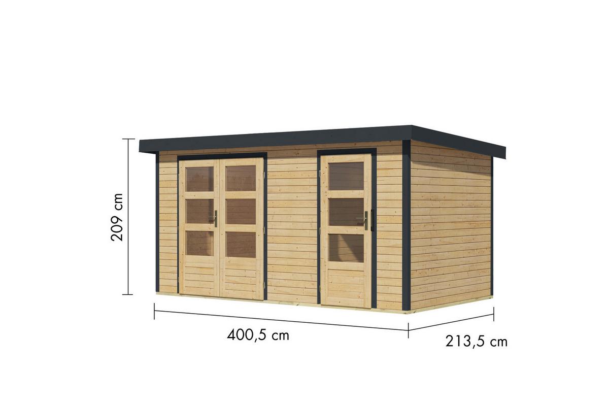 Gartenhaus Cooper A 400/209/213 cm - Fichtefarben/Anthrazit, MODERN, Holz/Metall (400/209/213cm)