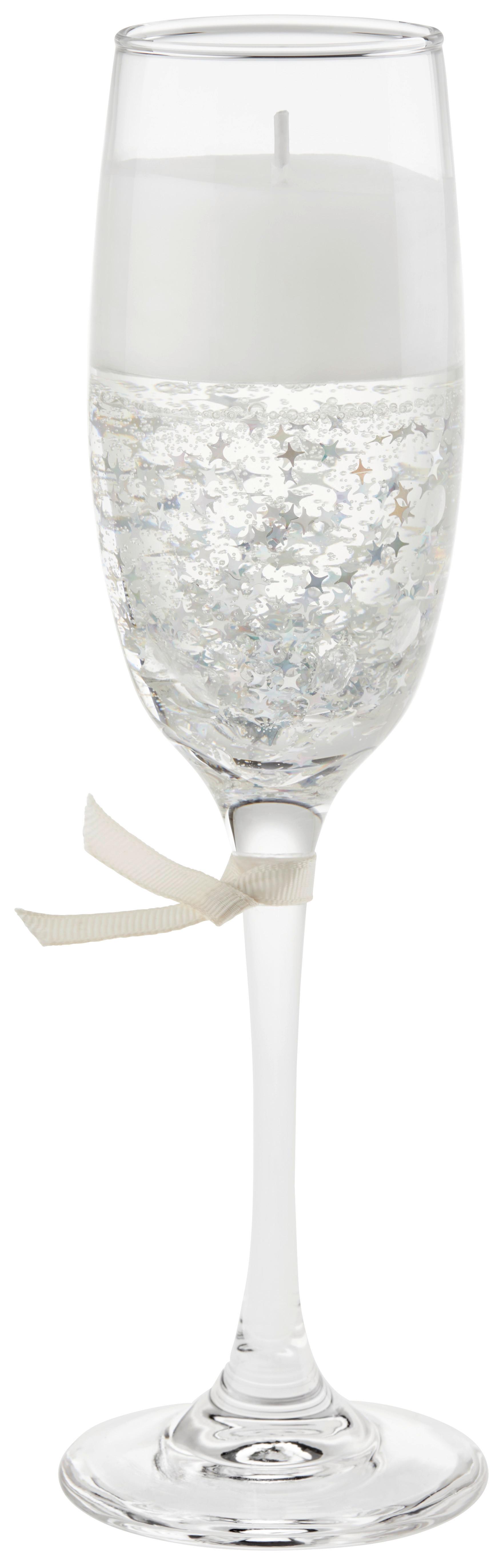 Kerzen im Glas Bella Silberfarben / Goldf. DxH: 5x22 cm - Transparent/Silberfarben, MODERN, Glas/Naturmaterialien (5/22cm)