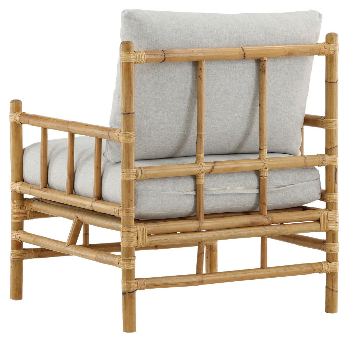 Loungesessel Cane Bambus/Rattan mit Kissen - Hellbraun, KONVENTIONELL, Holz/Textil (78/88/77cm) - Gardenson