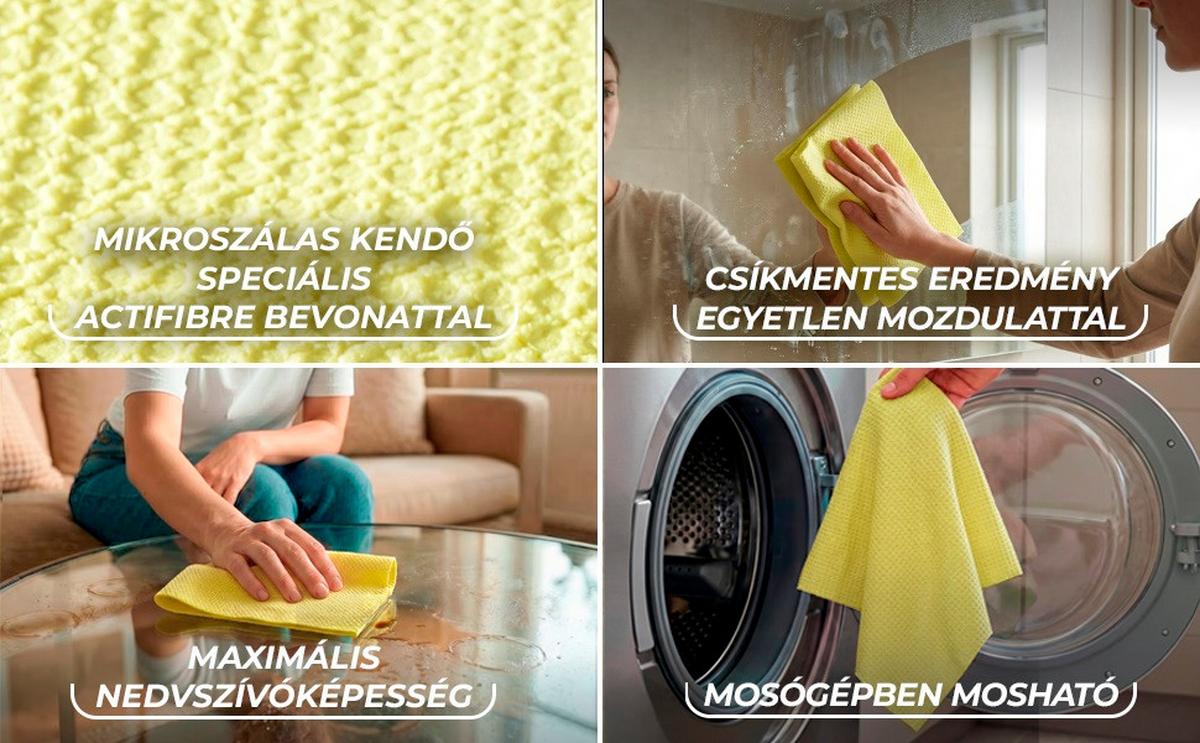 Üveg- És Ablaktörlő Kendő Vileda Actifibre Pro - sárga, Basics, műanyag (32/34,5cm) - Vileda
