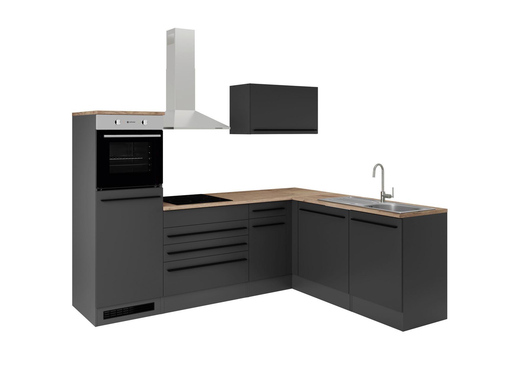 ECKKÜCHE JAZZ 6 Schwarz mit E-Geräten