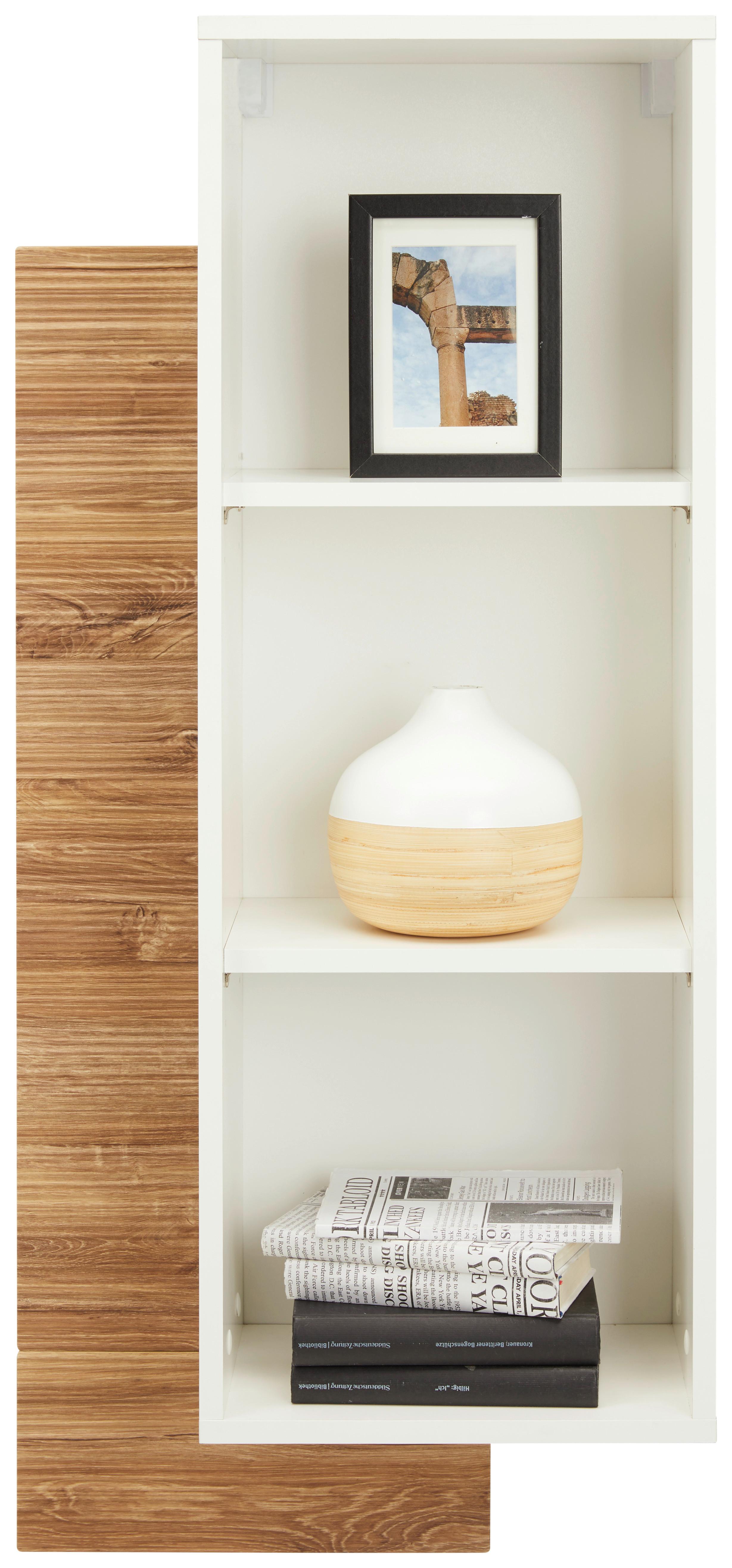 NÁSTĚNNÝ REGÁL LEONARDO - bílá/barvy dubu, Moderní, kompozitní dřevo (50/97/25cm) - Mömax