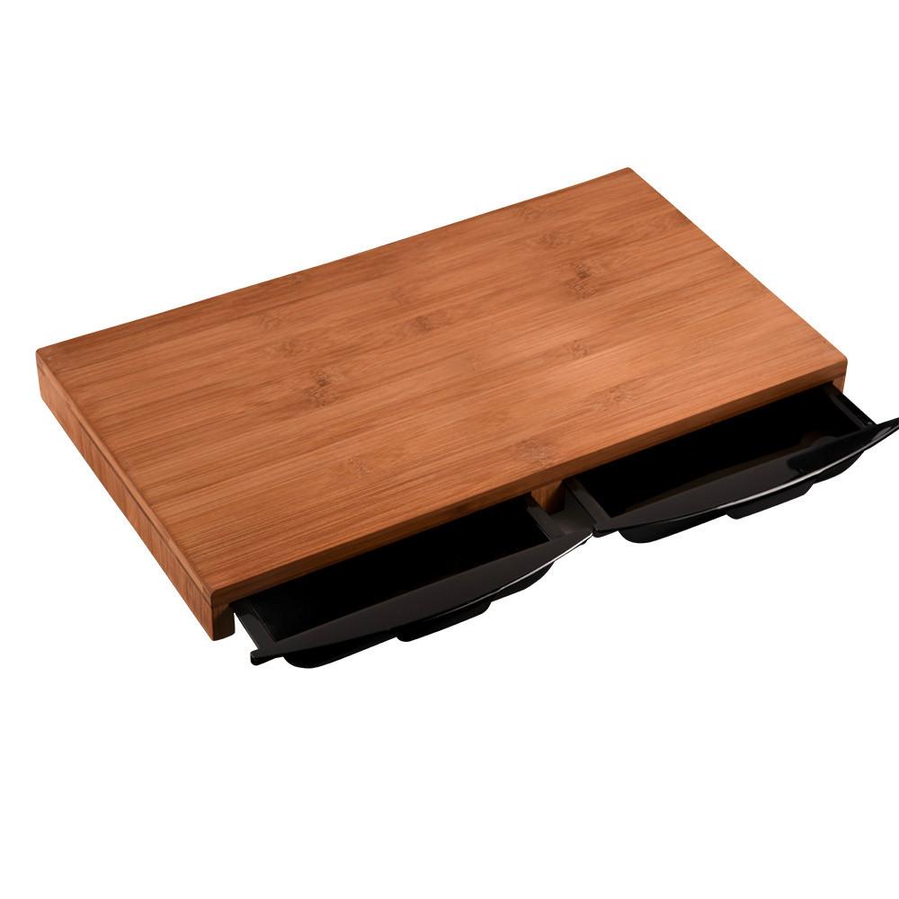 Schneidebrett Mit 2 Auffangwannen - Schwarz/Braun, Basics, Holz/Kunststoff (50/28,5/4,5cm) - Kesper