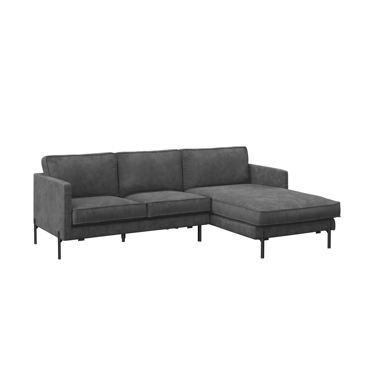Ecksofa Yukon Dunkelgrau S: 232x154 Cm - Dunkelgrau/Schwarz, Trend, Textil (232/154cm) - Livetastic