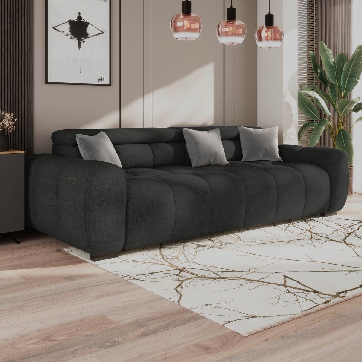 Bigsofa Bull Webstoff schwarz, B: 248 cm - Schwarz, Design, Textil (248/77-97/108cm) - Luca Bessoni