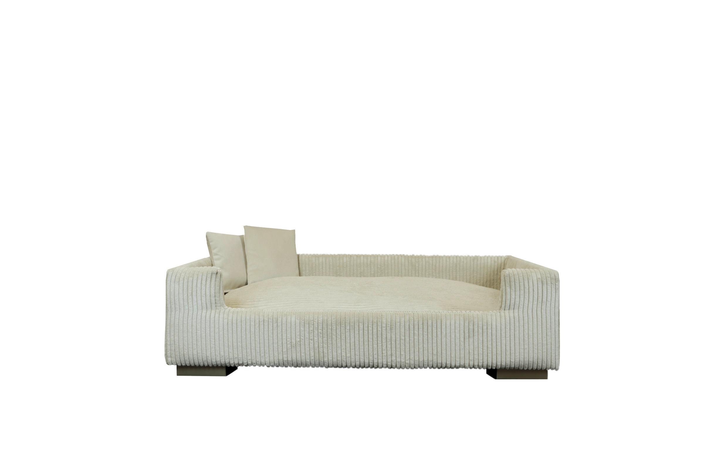 Hundesofa Cord Beige, Lxbxh: 90x57x26 Cm - Beige, Basics, Holzwerkstoff/Textil (90/57/26cm)
