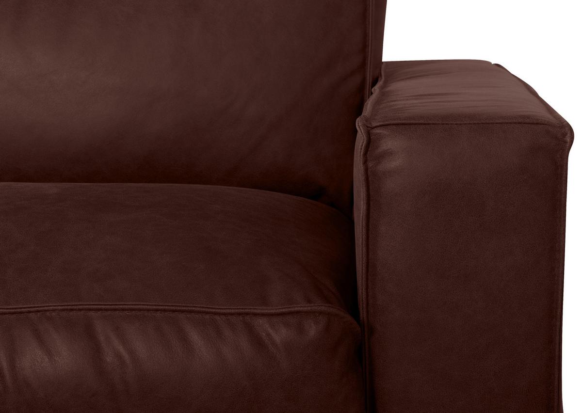 Schlafsofa Texas Braun Anilinleder, B: 203 Cm - Dunkelbraun/Braun, Design, Leder (203/85/99cm) - MID.YOU