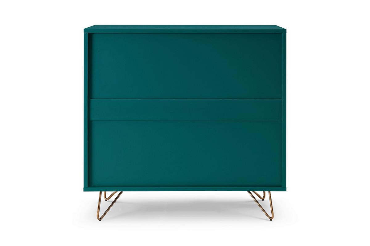 Kommode Blau B: 90cm - Blau/Messingfarben, Design, Holzwerkstoff (90/90/40cm) - Livetastic