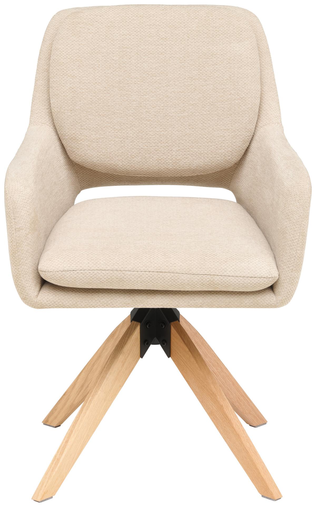 Armlehnstuhl Marley Webstoff Beige, B: 59 cm - Beige/Naturfarben, KONVENTIONELL, Holz/Textil (59/89/65cm) - Livetastic