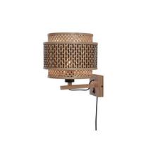 WANDLEUCHTE BHUTAN/W/N/2520/BN - Schwarz/Naturfarben, Trend, Holz (25/29/25cm) - Good & Mojo