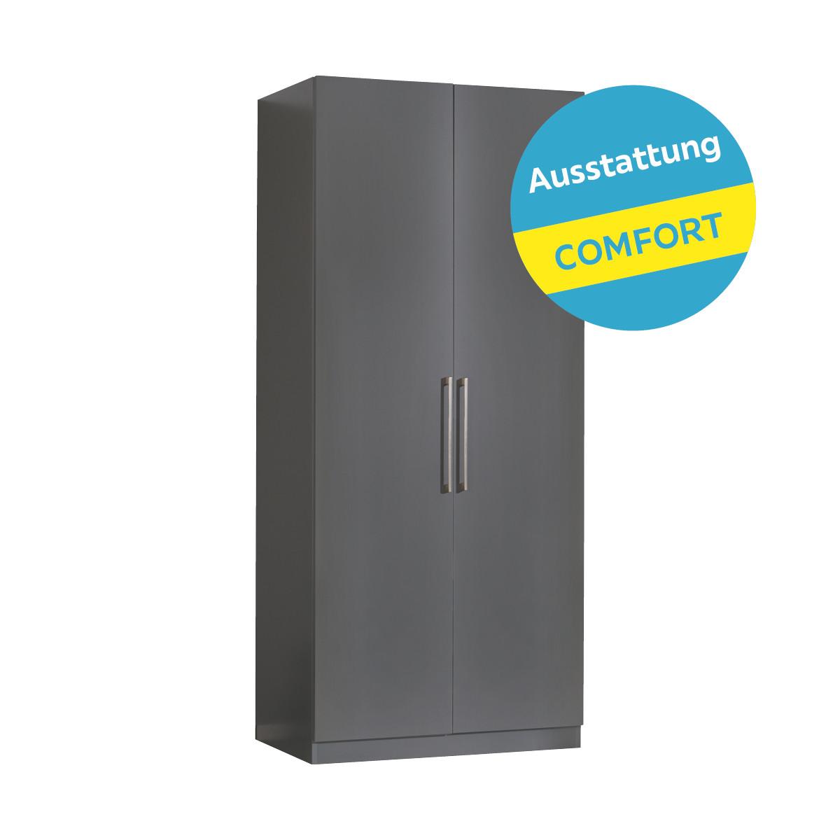 Drehtürenschrank mit Soft-Close 91,1cm Unit Anthrazit - Anthrazit, MODERN, Holzwerkstoff (91,1/210/58,3cm) - Ondega