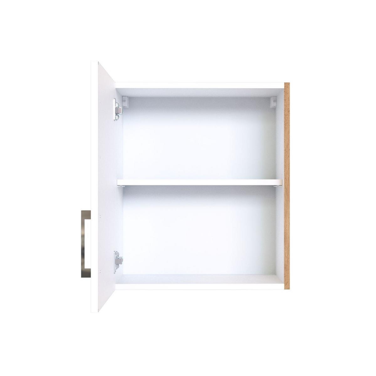Küchenoberschrank B: 50 cm Eiche Dekor/Weiß 1 Drehtüre - Eiche Wotan/Weiß, MODERN, Holzwerkstoff (50/57/34cm) - Held