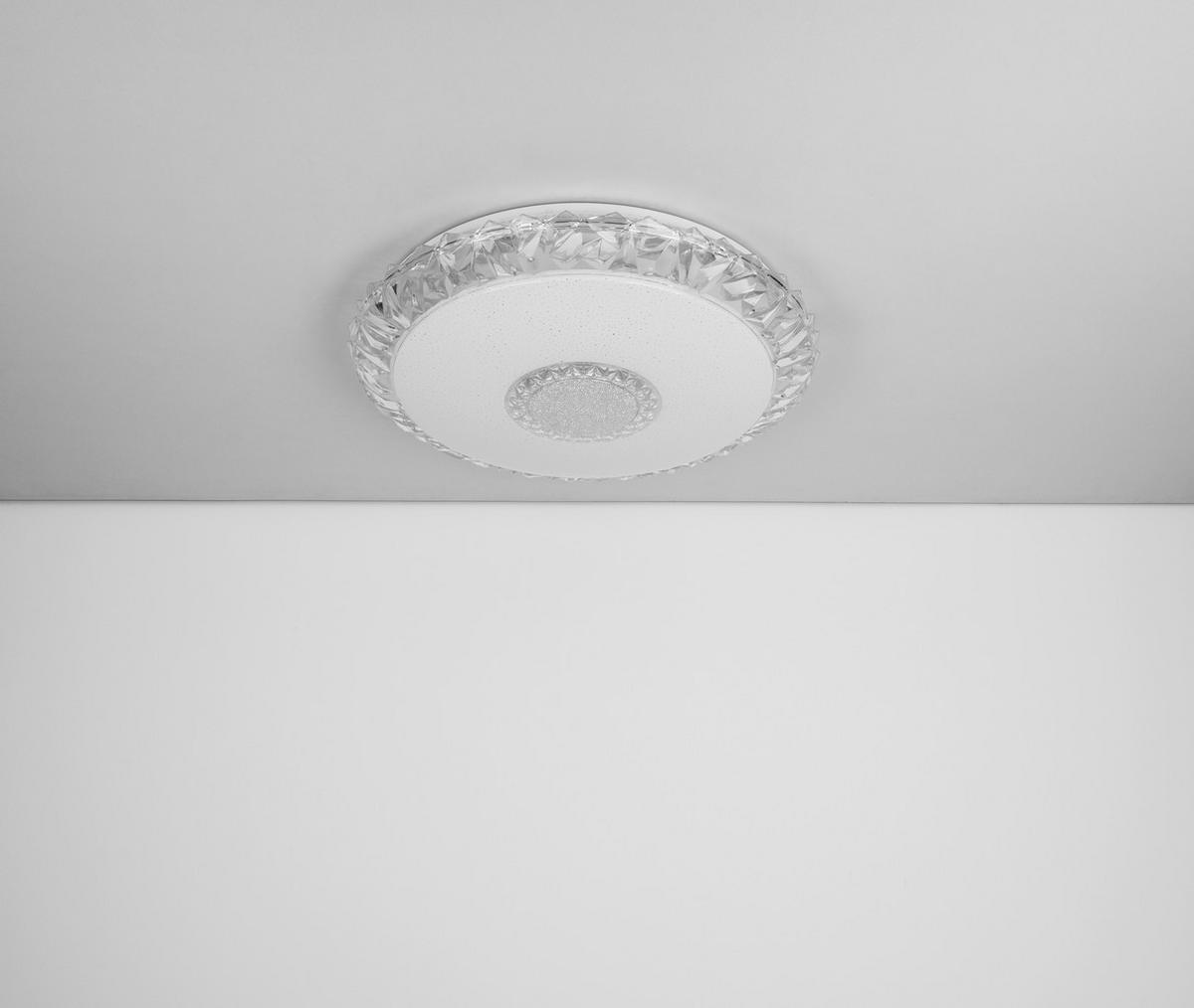 LED-Deckenleuchte Eddie Ø 50 cm Mit Smart-Steuerung - Opal/Weiß, Basics, Kunststoff/Metall (50/10cm) - Globo