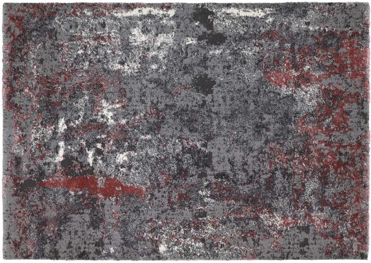 Webteppich Timeline Quantum Grau/Hellrot Rund Ø 200 cm - Hellrot/Grau, Design, Textil (200cm) - Novel