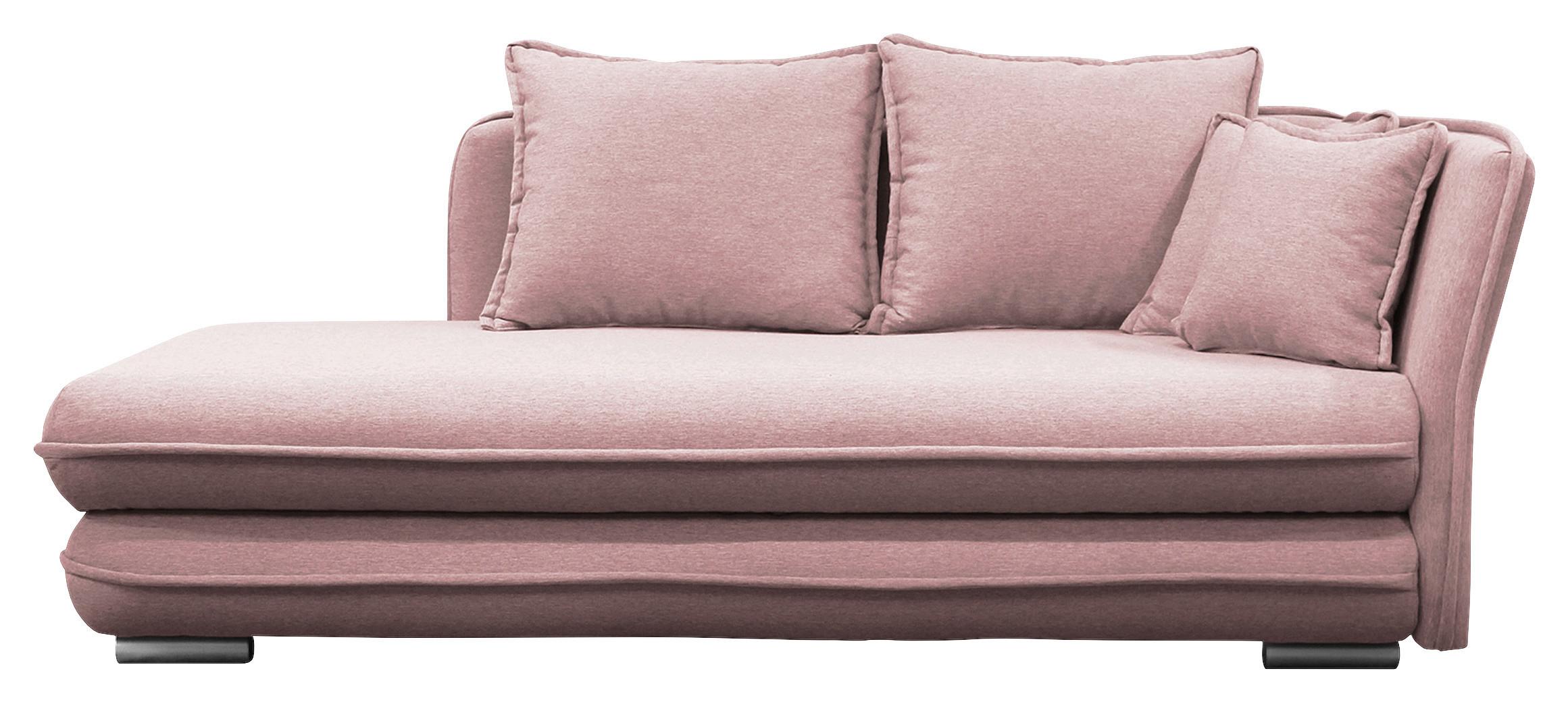 Liege Latte Rosa inkl. Bettkasten Ottomane Rechts - Silberfarben/Rosa, Design, Textil (224/84-99/107cm) - MID.YOU