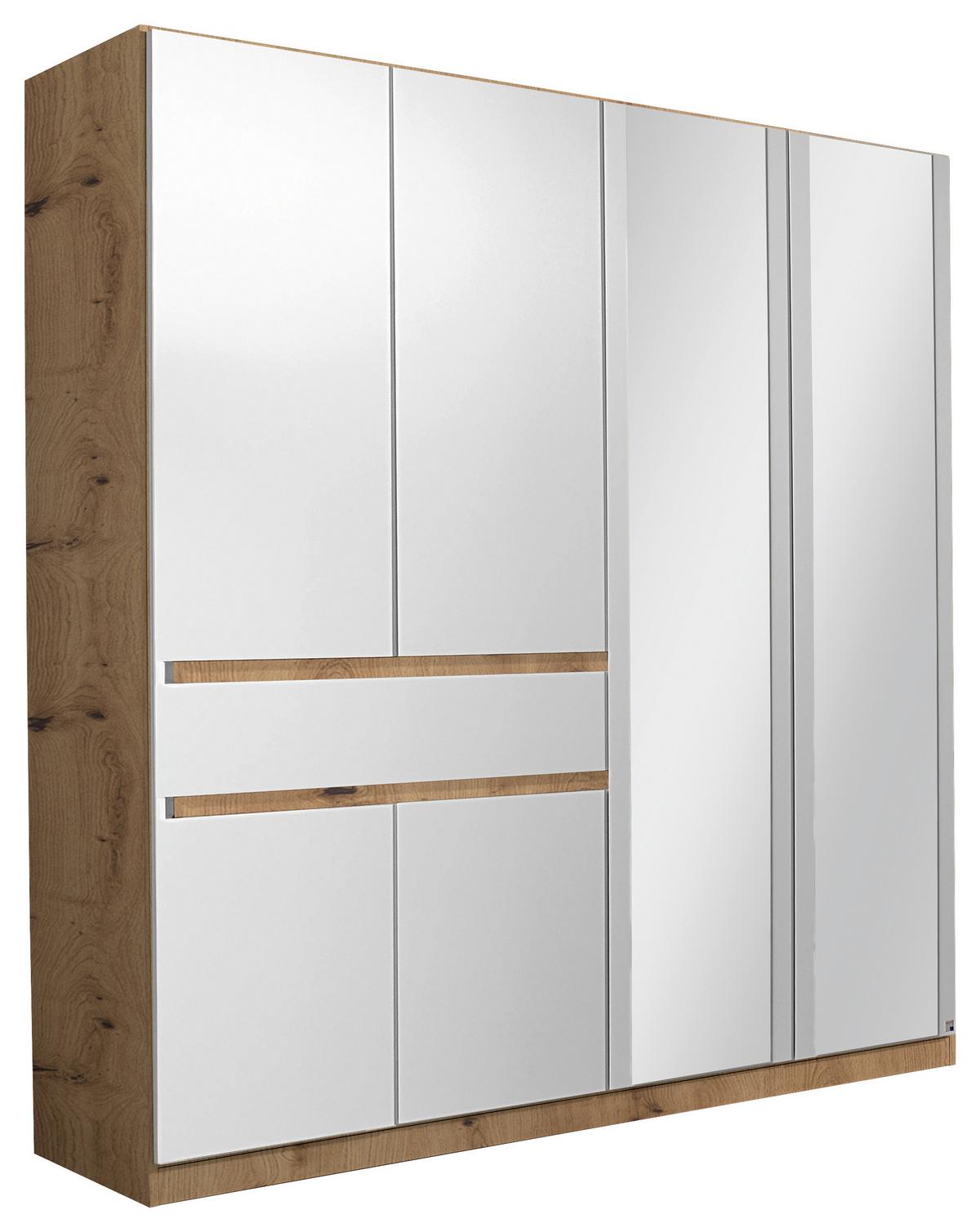 Kleiderschrank Tübingen Weiß/Eiche D. B:181cm - Weiß/Eiche Artisan, Design, Glas/Holzwerkstoff (181/197/54cm) - Rauch Möbel