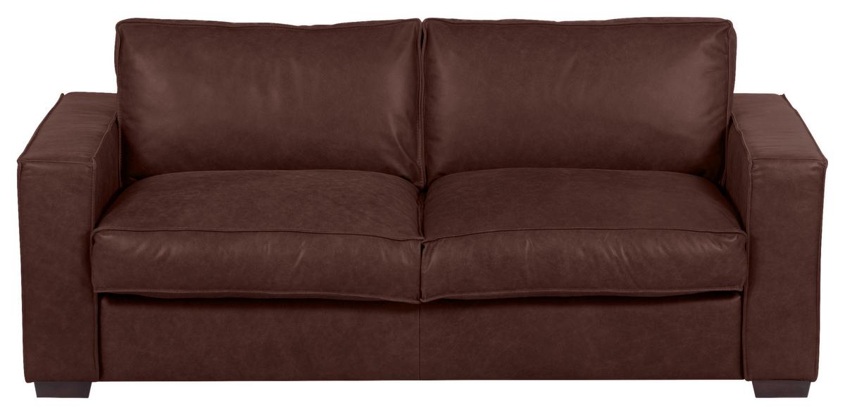 Schlafsofa Texas Braun Anilinleder, B: 203 Cm - Dunkelbraun/Braun, Design, Leder (203/85/99cm) - MID.YOU