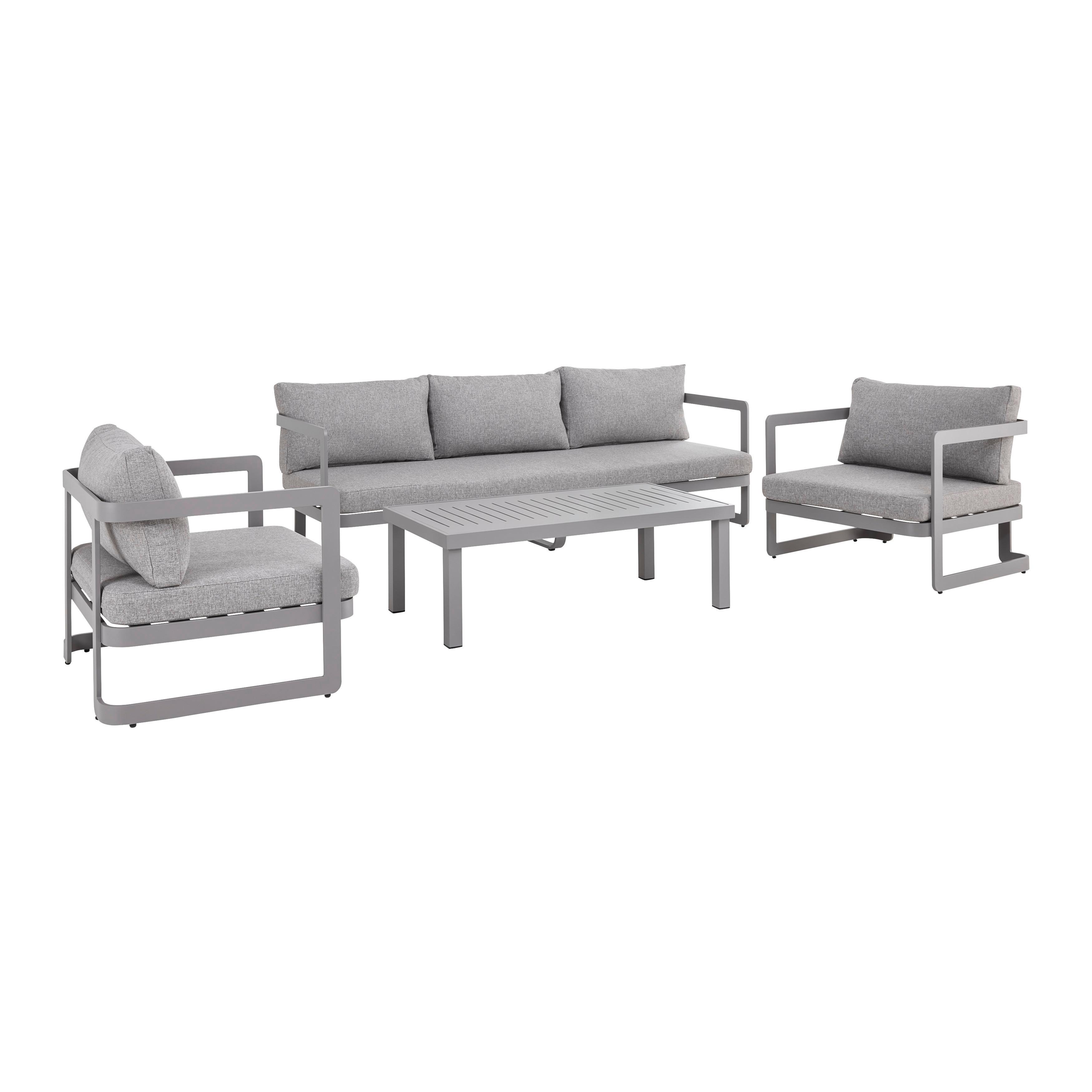 Stylová Sedací Souprava Illaria Na Zahradu - světle šedá, Moderní, kov/textil - Bessagi Garden