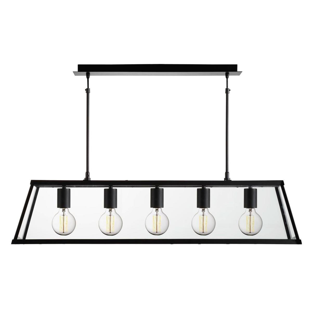 Hängeleuchte Voyager 4614-5bk - Schwarz, Design, Glas/Metall (90/100/20cm)