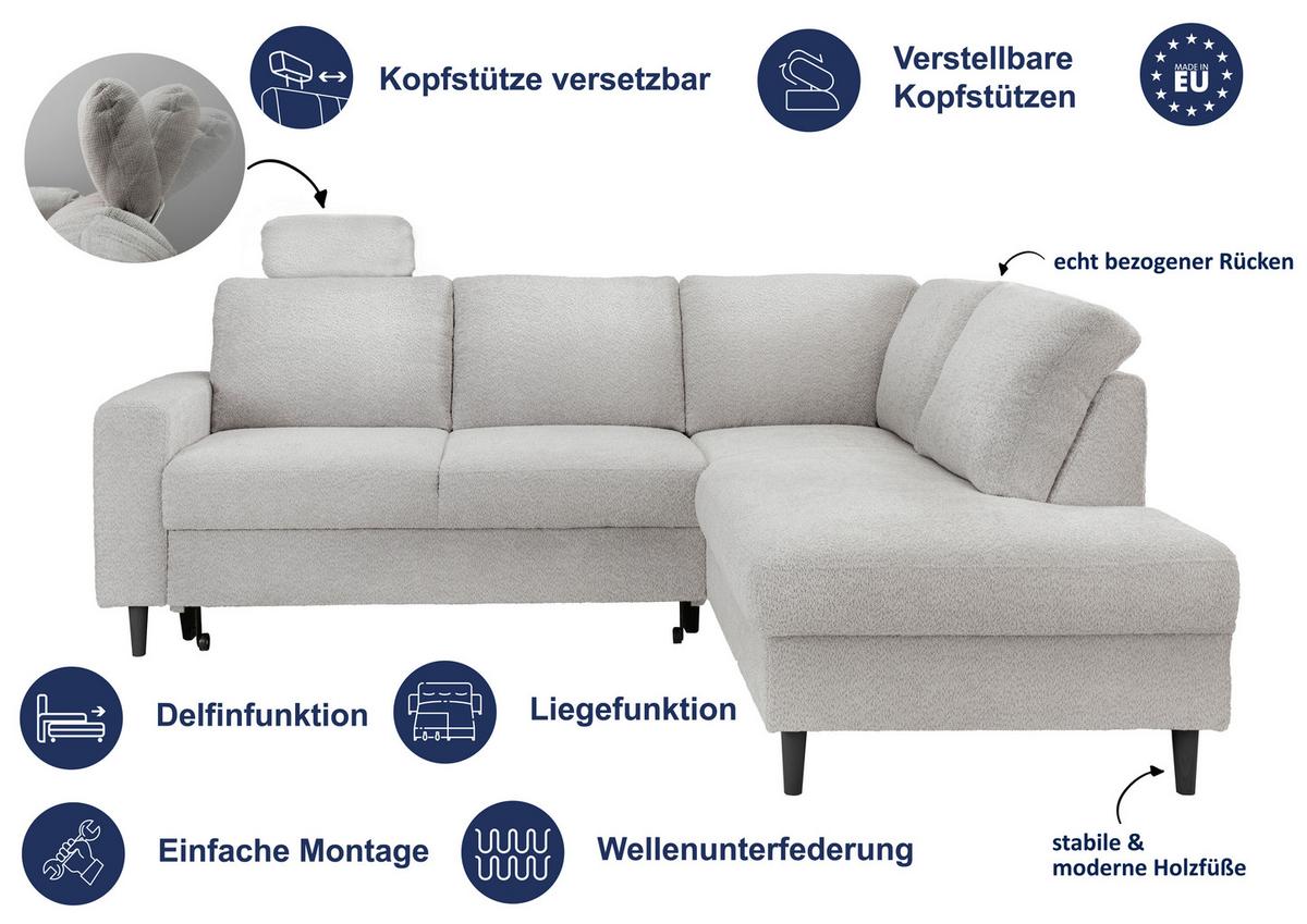 Eckschlafsofa Passione, Weiß S: 200x242 Cm - Schwarz/Weiß, MODERN, Textil (200/242cm) - Livetastic
