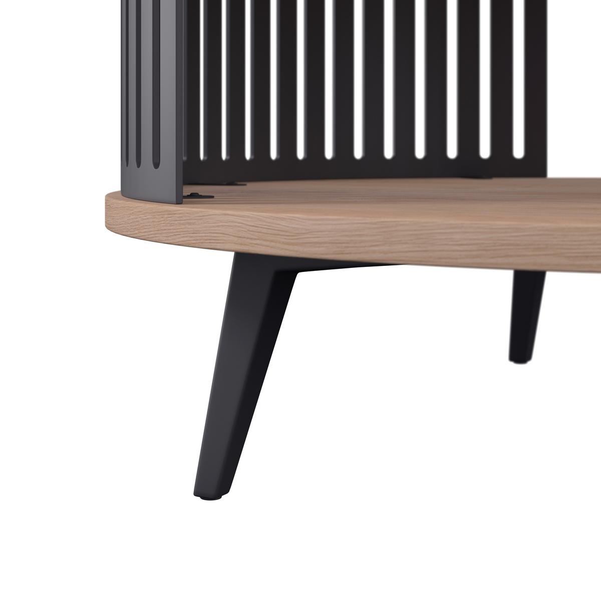 Couchtisch Santiago Rund MDF Eiche, B: 75 cm - Eichefarben/Schwarz, MODERN, Holzwerkstoff/Metall (75/44/75cm)