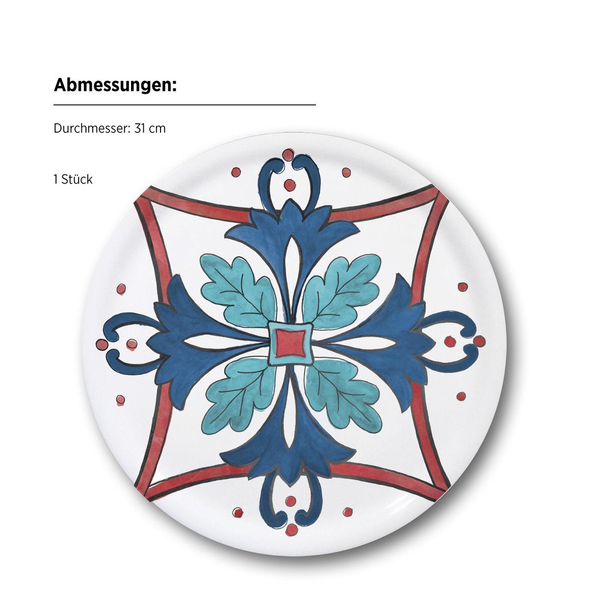 Pizzatellerset Porzellan 4 tlg. D: 31 cm - Rot/Weiß, Basics, Keramik (31cm) - Mäser