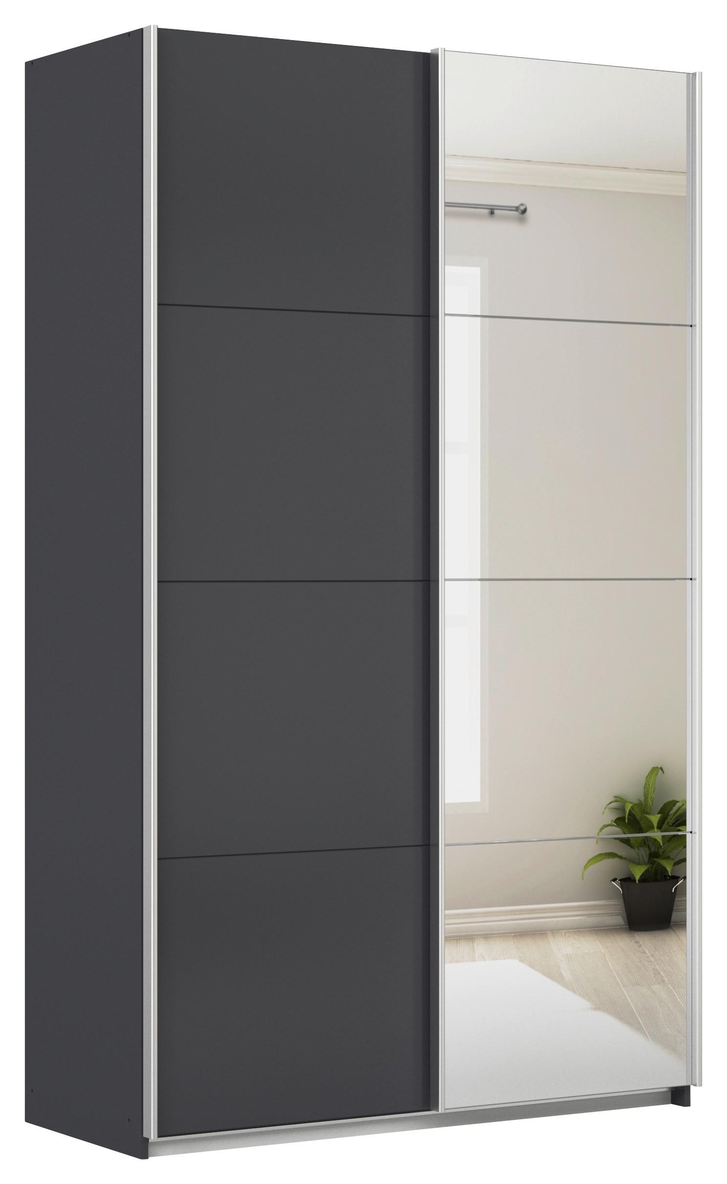 Schwebetürenschrank Feldkirch 136 Maxihöhe - Anthrazit/Silberfarben, MODERN, Holzwerkstoff (136/229/62cm)