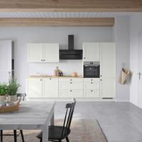 Kuchynská linka 330 cm, biela/dekor dub Sierra - čierna/biela, Modern, kov/kompozitné drevo (330cm) - Nobilia