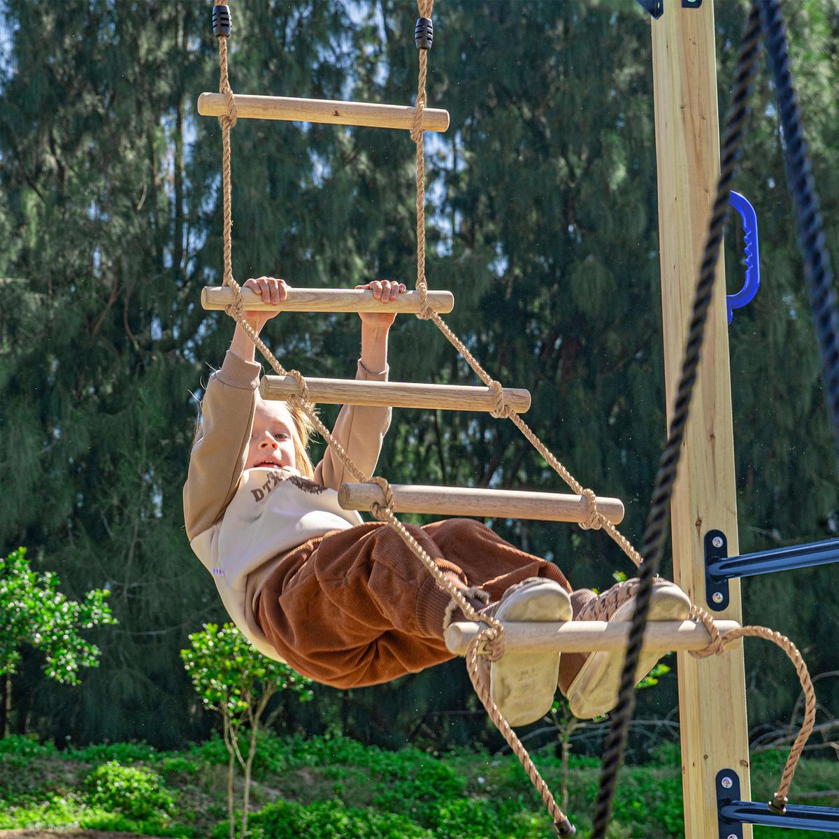 Klettergerüst mit Rutsche Grün - Blau/Braun, Basics, Holz/Kunststoff (522,5/196/205cm) - Ambia Garden