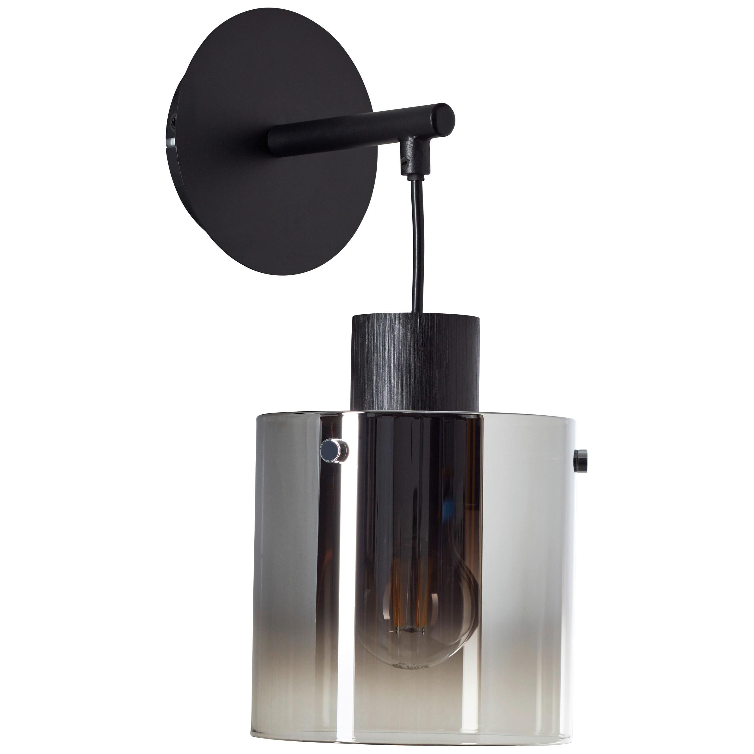 Wandleuchte Simonis 1-Flammig Glasschirm - Schwarz/Grau, Design, Glas/Metall (34/20/15cm) - Brilliant