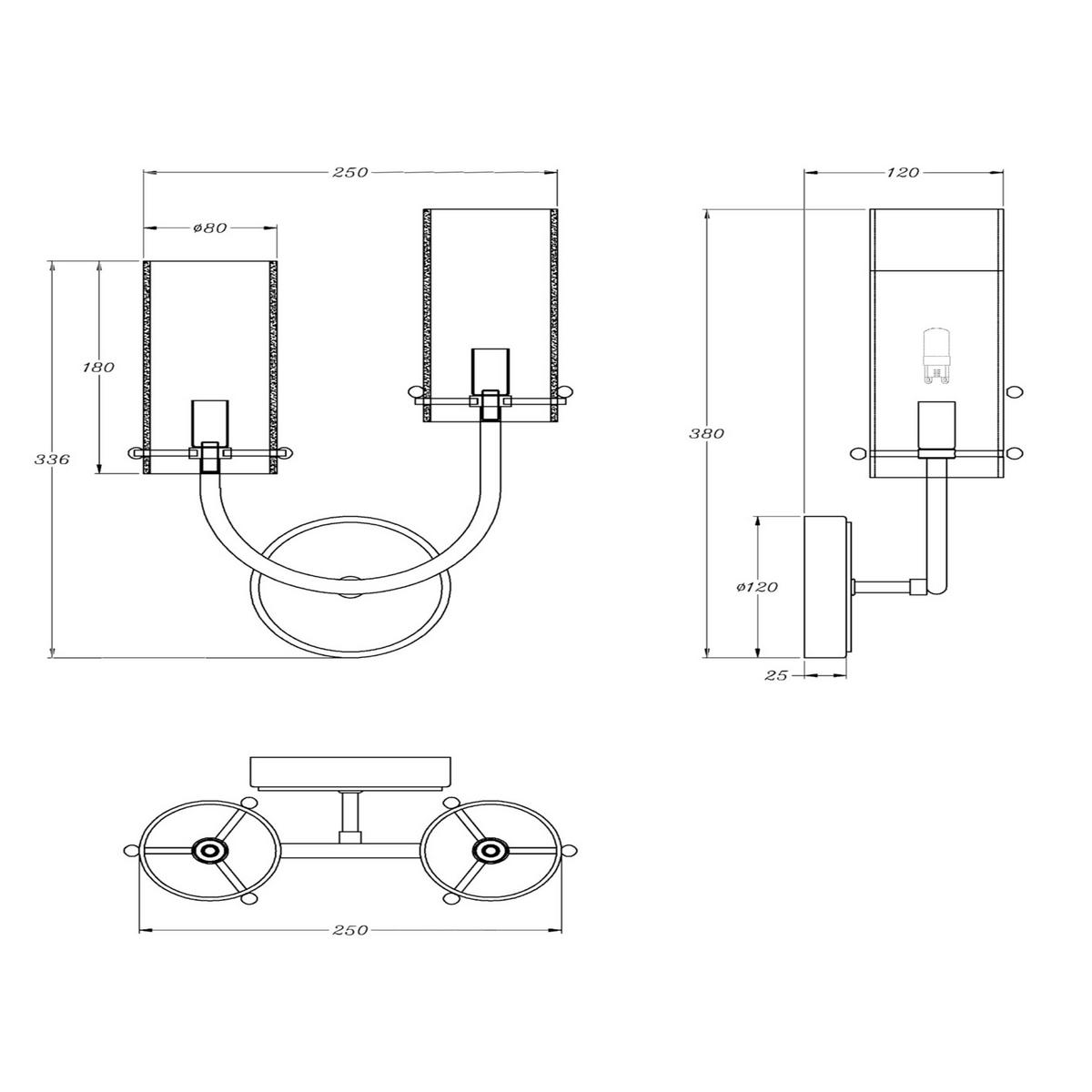 LED-Wandleuchte Arco 2-Flammig dimmbar - Messingfarben, Basics, Glas/Metall (25/38/12cm) - MAYTONI