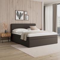 Boxspringová posteľ MARCO 180x200, hnedá - hnedá/čierna, Modern, drevo/textil (180/200cm) - Bessagi Home