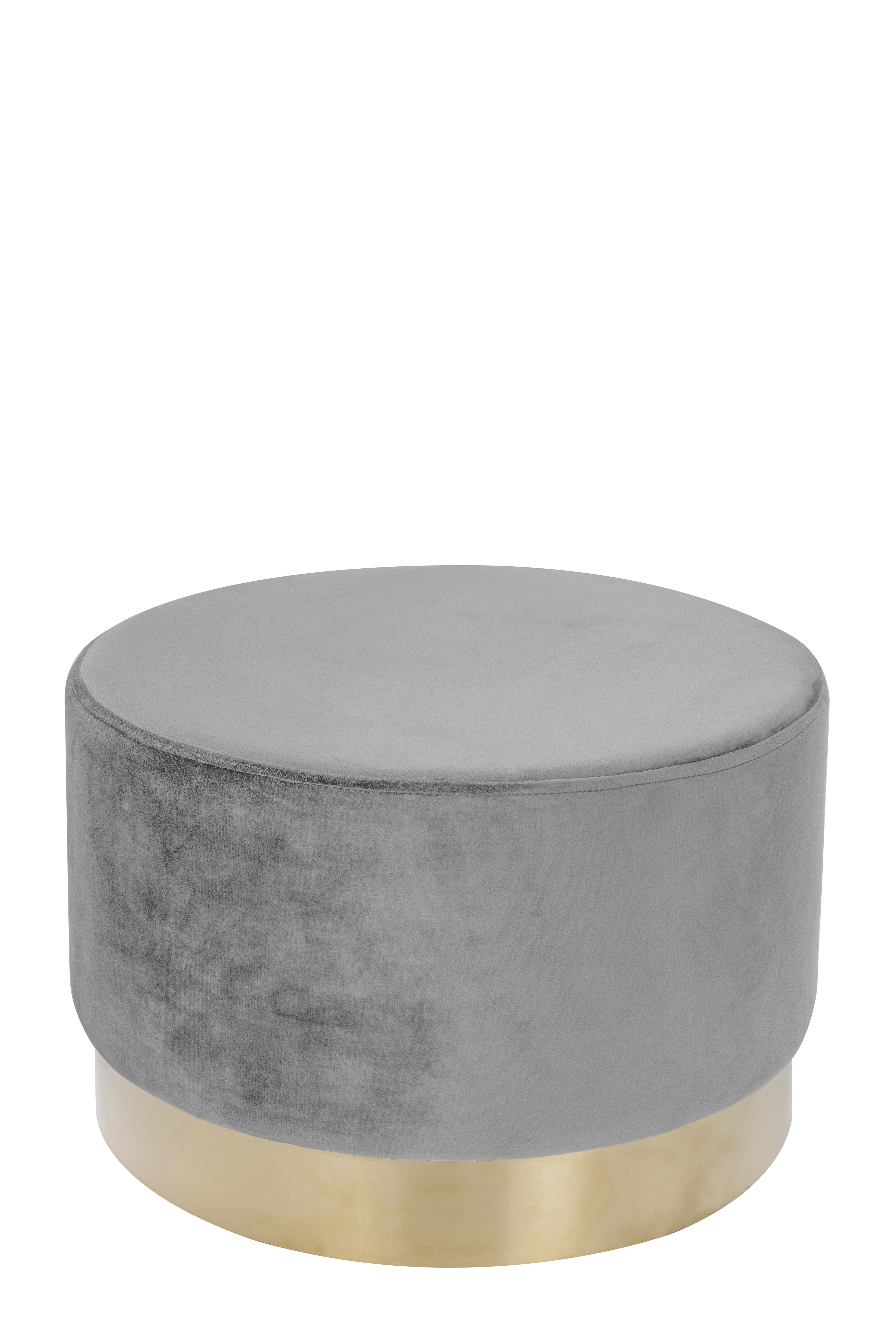 Pouf Samt Grau/Goldfarben DxH: ca. 55x43 cm - Goldfarben/Grau, Basics, Holz/Holzwerkstoff (55/43cm) - Kayoom