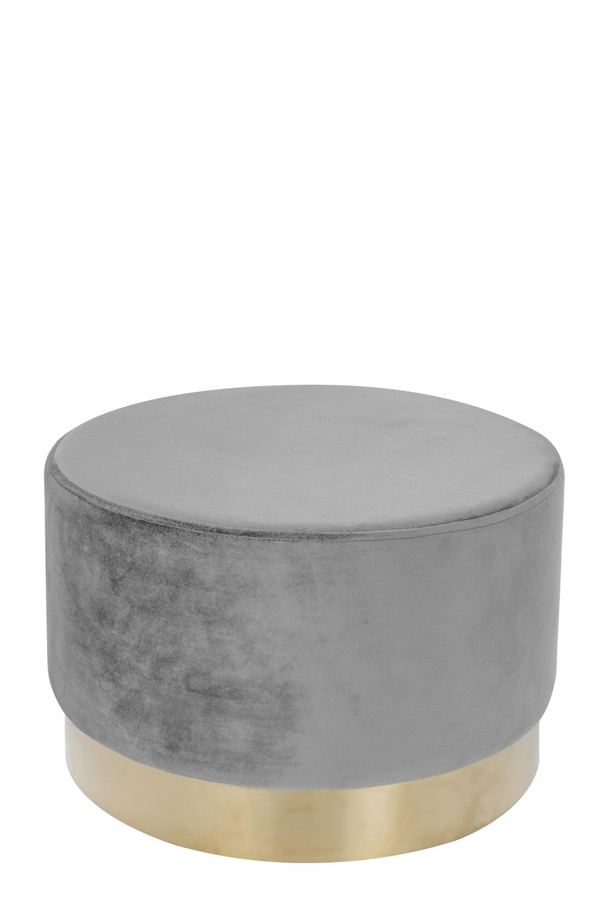 Pouf Samt Grau/goldfarben Dxh: Ca. 55x43 Cm - Goldfarben/Grau, Basics, Holz/Holzwerkstoff (55/43cm) - Kayoom