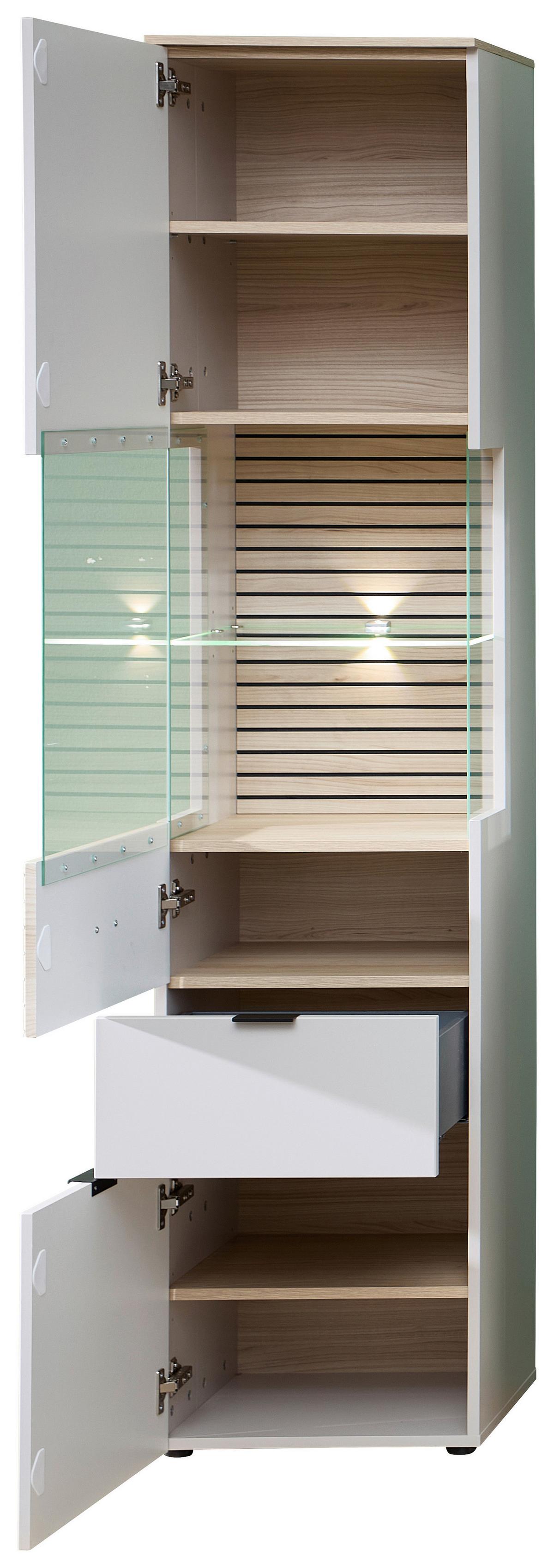 VITRÍNA MEMPHIS - čierna/kašmírová, Modern, kov/kompozitné drevo (45/200/36cm) - Premium Living